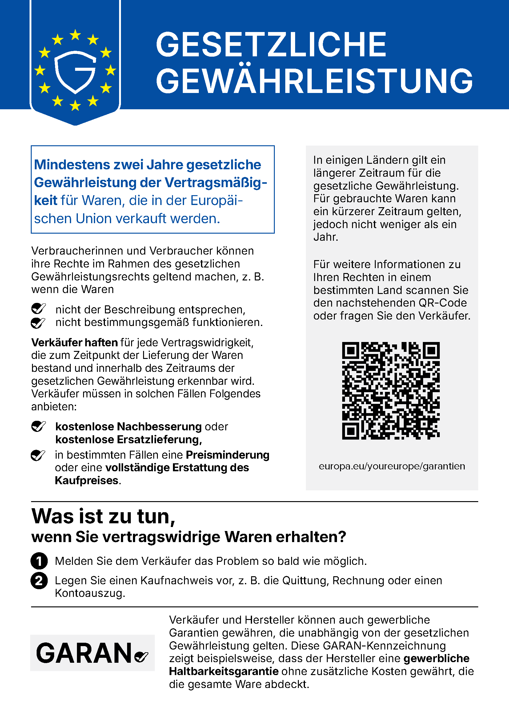 EU Gewährleistungs-Vorschau